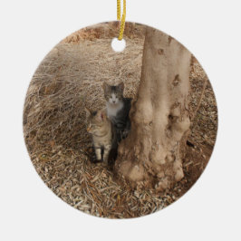 KATZEN IN WOODLAND KERAMIK ORNAMENT