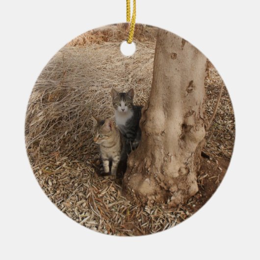 KATZEN IN WOODLAND KERAMIK ORNAMENT (Vorne)