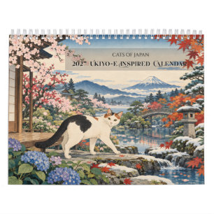 Katzen Japans 2027 Ukiyo-e inspirierte saisonale Kalender
