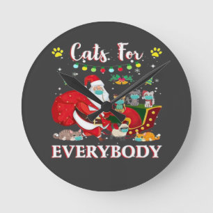 Katzen Jeder Weihnachten Runde Wanduhr