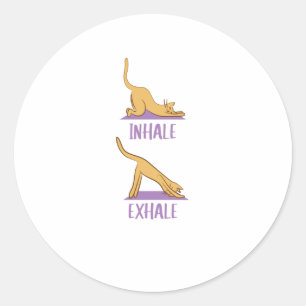 Katzen Joga Niedliche Katzen Sport Atmen Exhale Runder Aufkleber