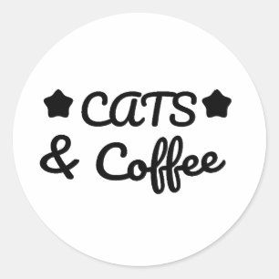 Katzen & Kaffee - Geschenk für Katzenliebhaber Runder Aufkleber