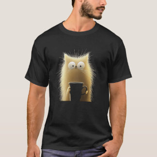 Katzen Kaffee Liebhaber Niedliche Fluffige Katze M T-Shirt