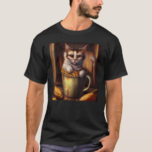 Katzen Kaffee Maiskolben T-Shirt