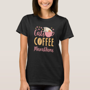 Katzen Kaffee-Marathons Katzen-Marathonläufer T-Shirt