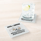 Katzen + Kaffee = Meowgical mornings.w Glasuntersetzer (Schrägansicht)