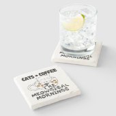 Katzen + Kaffee = Meowgical mornings.w Steinuntersetzer (Seitenansicht)