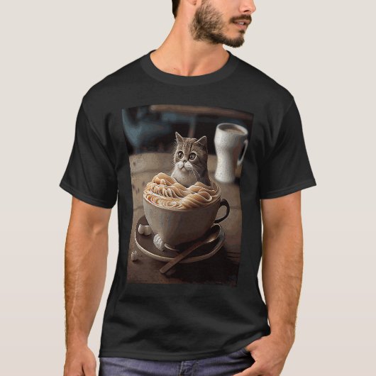 Katzen Kaffee Nudeln T-Shirt (Vorderseite)
