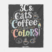 Katzen Kaffee und Farben Fleecedecke (Vorderseite)