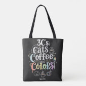 Katzen Kaffee und Farben Tasche (Rückseite)