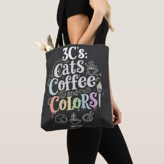 Katzen Kaffee und Farben Tasche