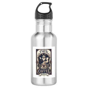 Katzen Kaffee Wiederholung Katze Kaffee Vintage Ve Edelstahlflasche