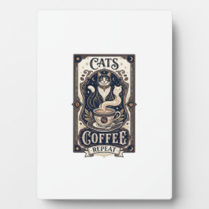 Katzen Kaffee Wiederholung Katze Kaffee Vintage Ve Fotoplatte