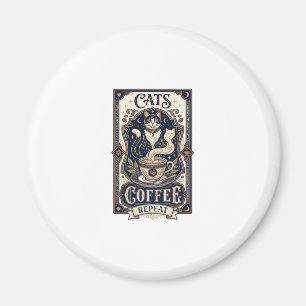 Katzen Kaffee Wiederholung Katze Kaffee Vintage Ve Magnet