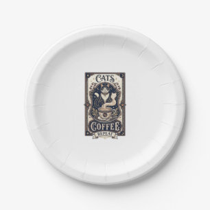 Katzen Kaffee Wiederholung Katze Kaffee Vintage Ve Pappteller