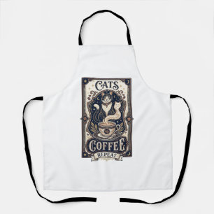 Katzen Kaffee Wiederholung Katze Kaffee Vintage Ve Schürze