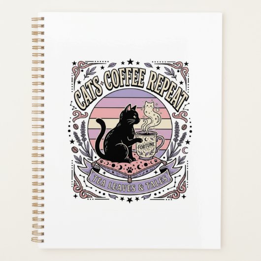 Katzen Kaffee Wiederholung Katze Tee Blätter Kaffe Planer (Vorderseite)