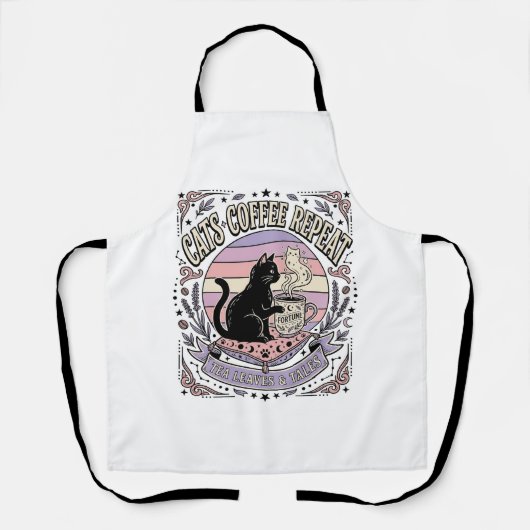 Katzen Kaffee Wiederholung Katze Tee Blätter Kaffe Schürze (Vorderseite)