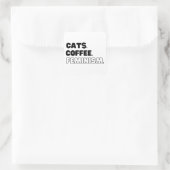Katzen Kaffeefeminismus Quadratischer Aufkleber (Tasche)
