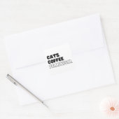 Katzen Kaffeefeminismus Quadratischer Aufkleber (Umschlag)