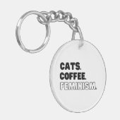 Katzen Kaffeefeminismus Schlüsselanhänger (Vorderseite links)