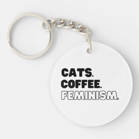 Katzen Kaffeefeminismus Schlüsselanhänger (Vorderseite)