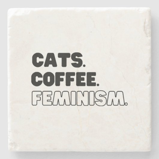 Katzen Kaffeefeminismus Steinuntersetzer (Vorderseite)