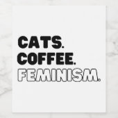 Katzen Kaffeefeminismus Weinetikett (Einzelnes Label)