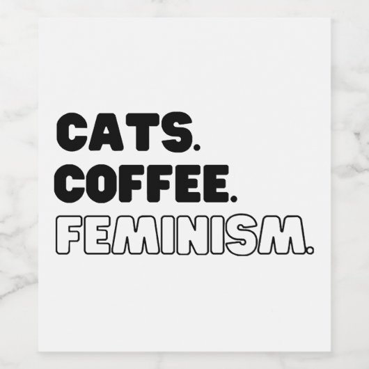 Katzen Kaffeefeminismus Weinetikett (Einzelnes Label)