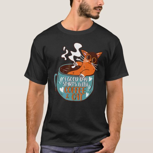 Katzen-Kaffeetasse Katze T-Shirt (Vorderseite)