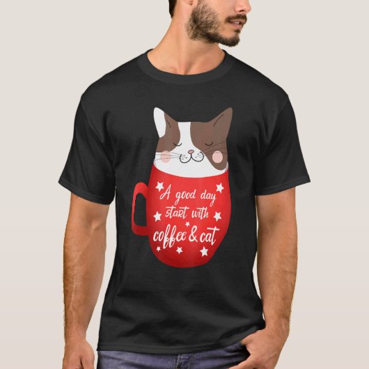 Katzen Kaffeetasse Katze T-Shirt (Vorderseite)