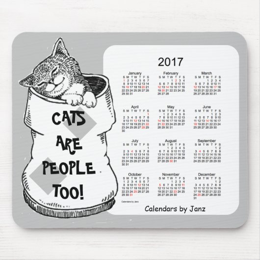 Katzen-Kalender 2017 durch Janz silberne Mousepad (Vorne)