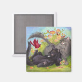 Katzen, Kardinäle und Rose / Magnet (Vorderseite/Rückseite)