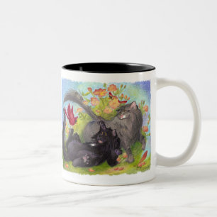 Katzen, Kardinäle und Rosen/Tasse Zweifarbige Tasse