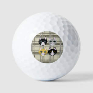 Katzen kariert, grau/creme golfball