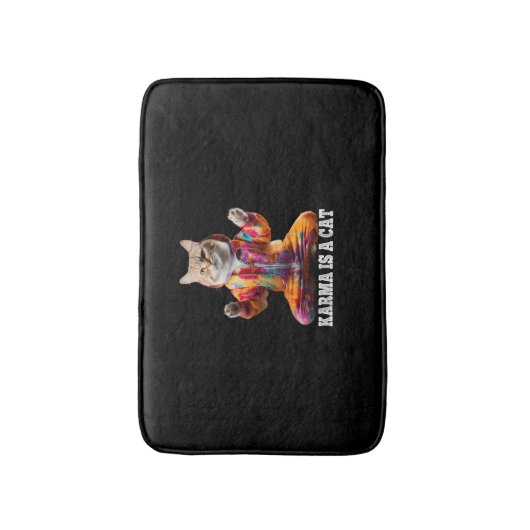 Katzen, Karma ist eine Katze, Yoga Sportkatze Badematte (Vorderseite Vertikal)