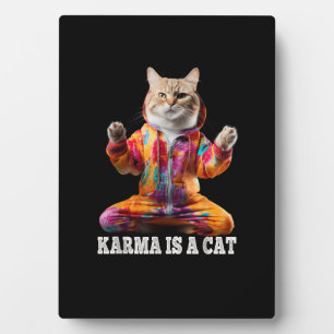 Katzen, Karma ist eine Katze, Yoga Sportkatze Fotoplatte