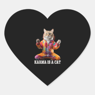 Katzen, Karma ist eine Katze, Yoga Sportkatze Herz-Aufkleber