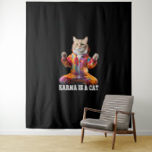Katzen, Karma ist eine Katze, Yoga Sportkatze Wandteppich (Beispiel)