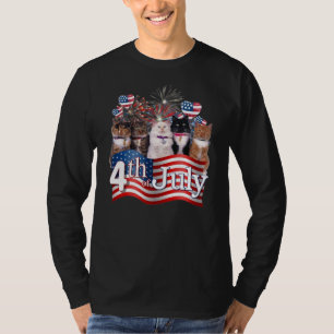Katzen Kätzchen Herz Feuerwerk Amerikanische Flagg T-Shirt