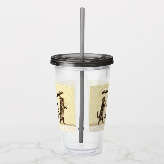 Katzen Kätzchen Spaziergang mit Schneebesen gelb Acryltrinkbecher (Rechts)