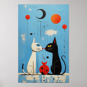 Katzen - Katze - ein Joan Miró Inspiriert Grafik Poster