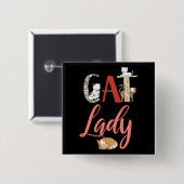 Katzen - Katze Lady Cat Lover Button (Vorne & Hinten)