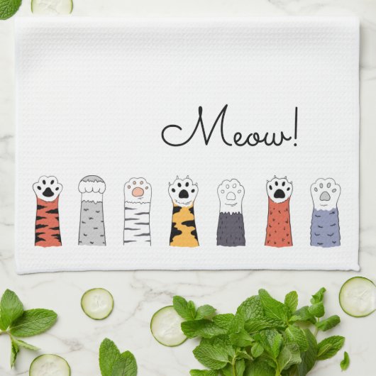 Katzen Katzenpaws Black Meow Pet Liebhaber Geschirrtuch (Gefaltet)