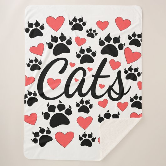 Katzen Klauen und rote Herzen Sherpadecke (Vorderseite)