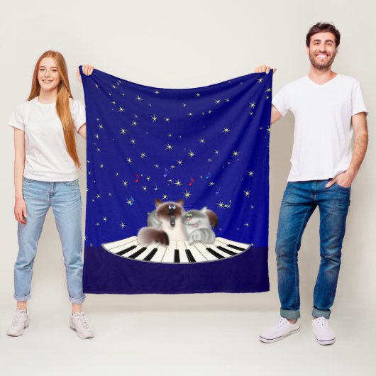 Katzen Klavier spielen Fleecedecke (Beispiel)