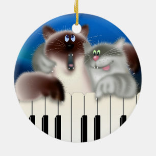 Katzen Klavier spielen Keramikornament