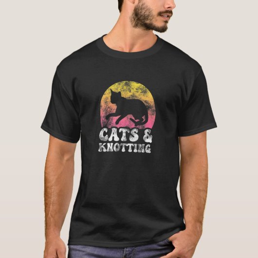 Katzen Knotting Vintag Retro Hobby T-Shirt (Vorderseite)