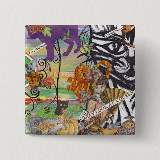 Katzen können einen Königin-Knopf betrachten Button (Vorderseite)