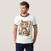 Katzen-Kreationen: Boho Blume Clipart T-Shirt (Vorne ganz)